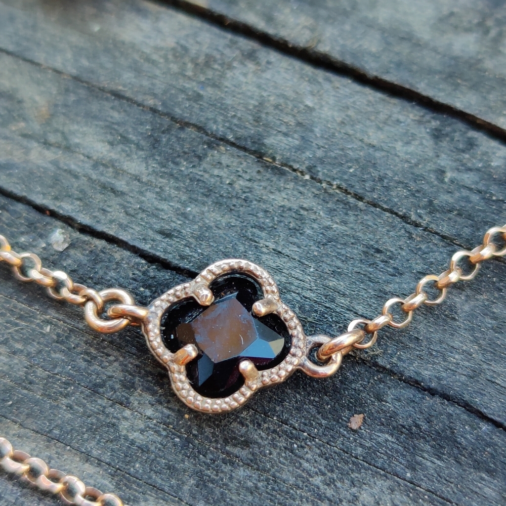 Long 35-in Rose Gold Vermeil Sterling Dyadema Italy Black Sapphire Necklace - Picture 6 of 8